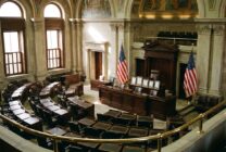 Government legislative chamber prepared for official electoral vote counting ceremony