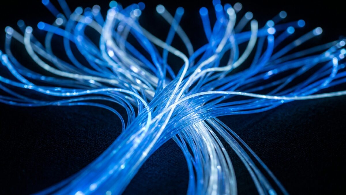 Abstract fiber optic network representing data connections in artificial intelligence systems