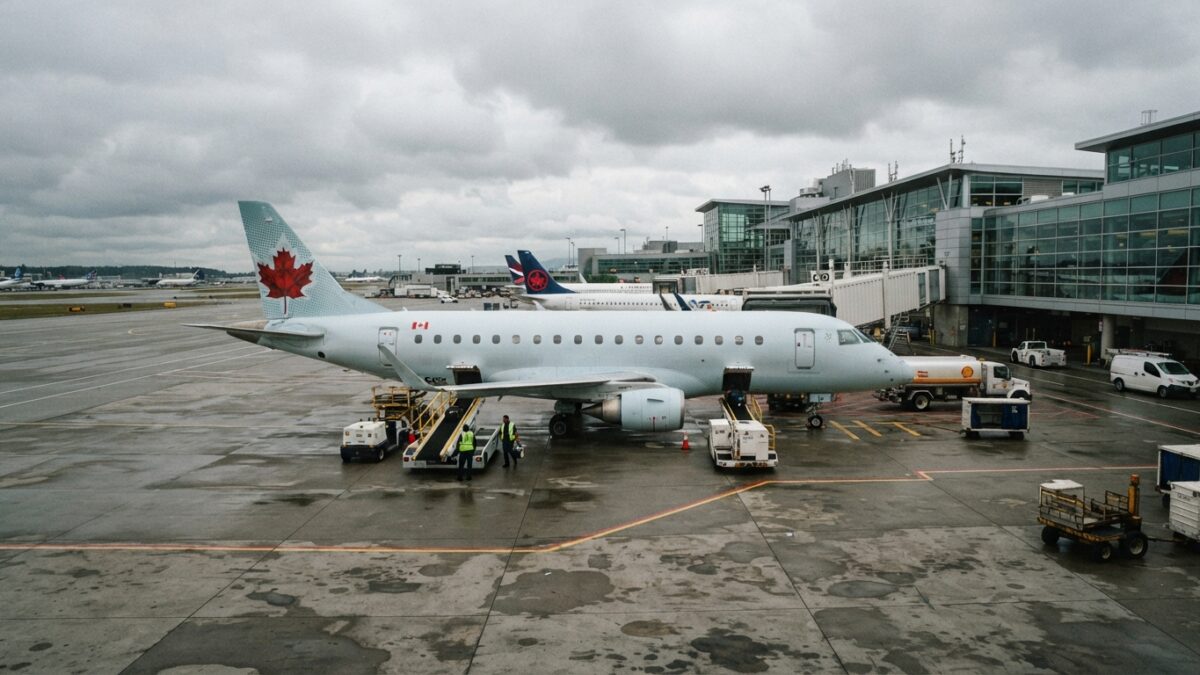 Commercial regional jet aircraft on airport tarmac representing aerospace trade discussions